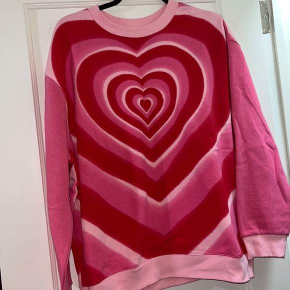 Pink and red heart crewneck